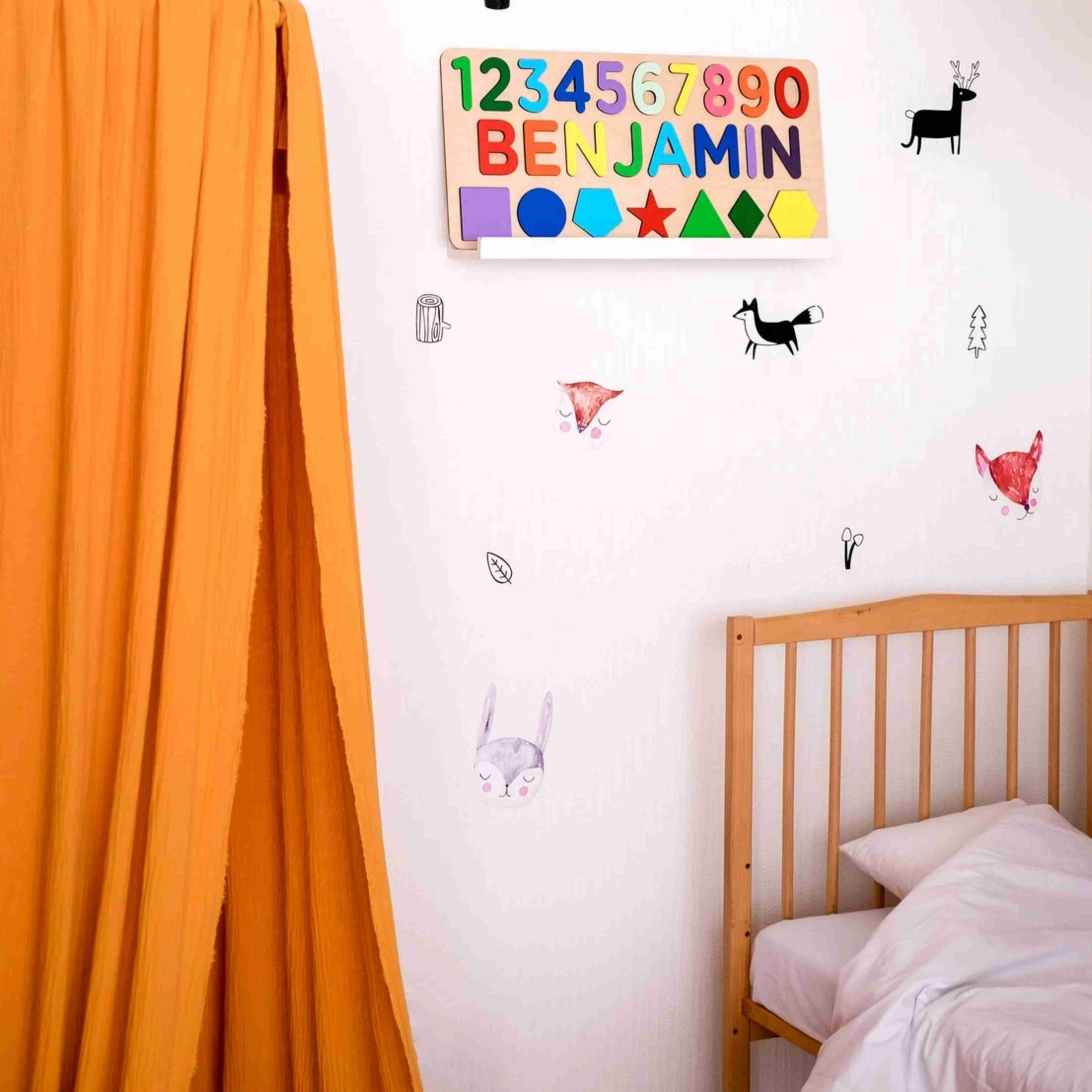 Educational Puzzle with Shapes and Numbers For Toddlers