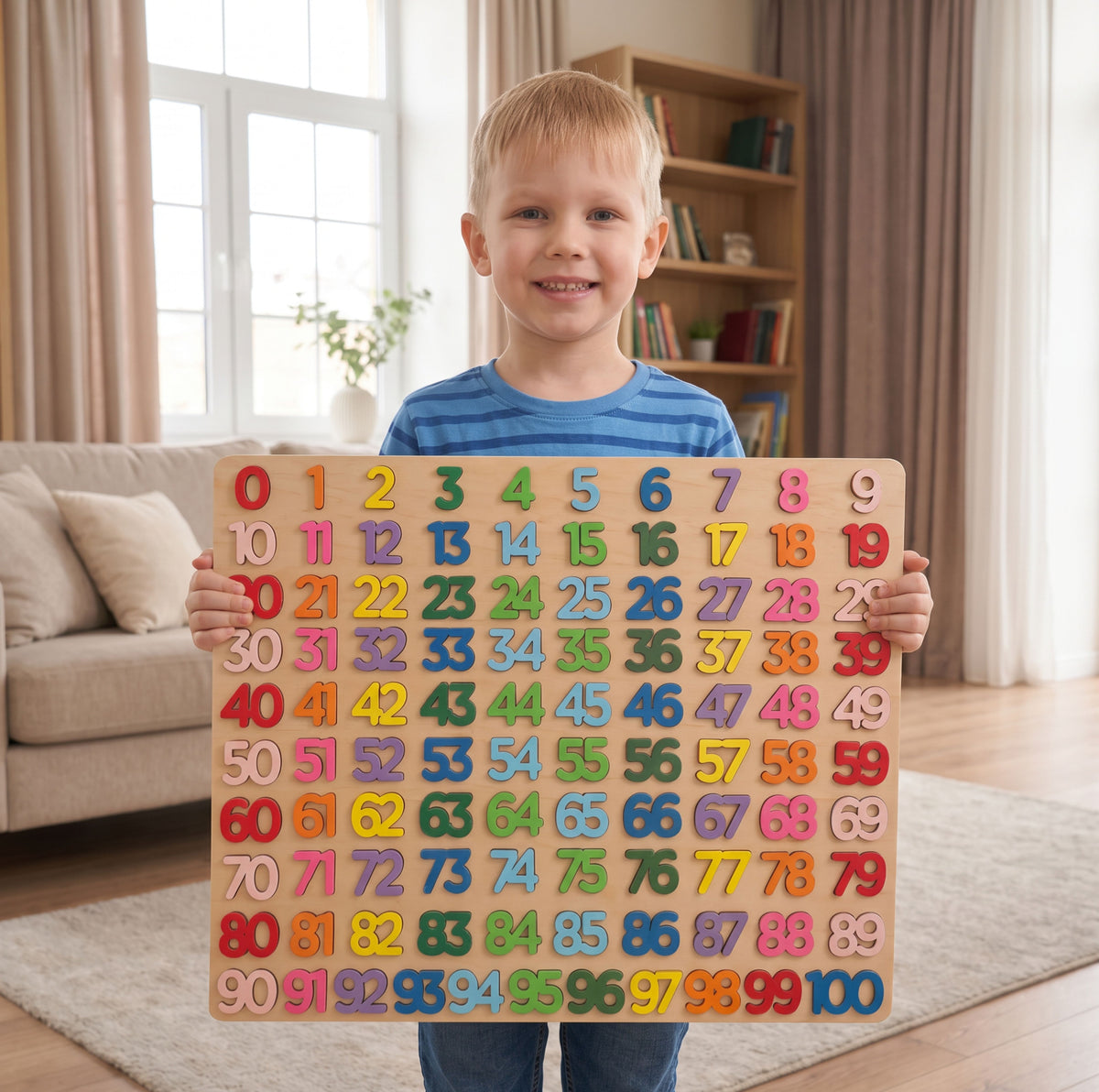 Wooden 0–100 Number Puzzle for Kids, Educational Math Puzzle