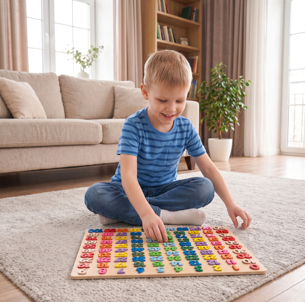 Wooden 0–100 Number Puzzle for Kids, Educational Math Puzzle