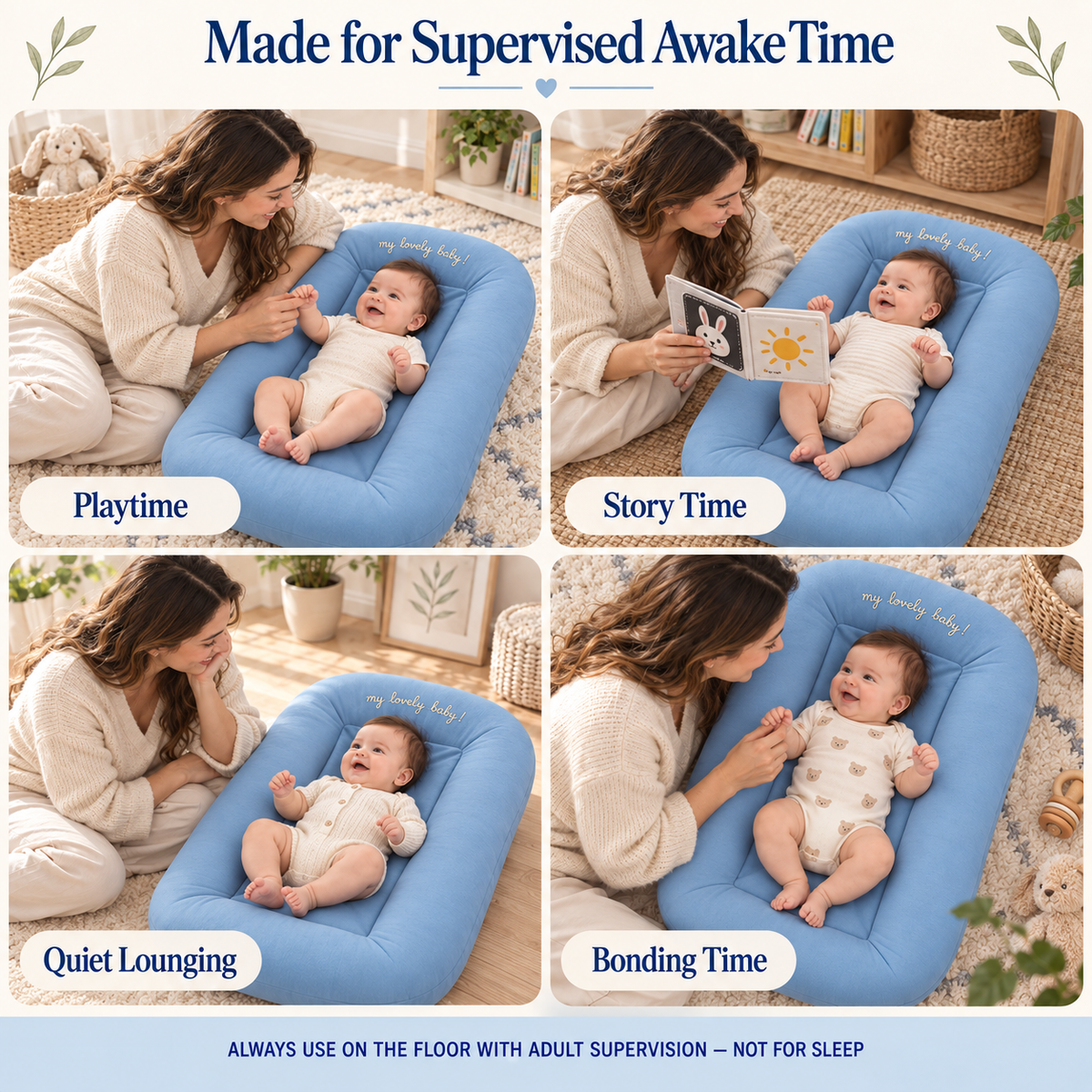 Portable Baby Lounger with Washable Cotton Cover