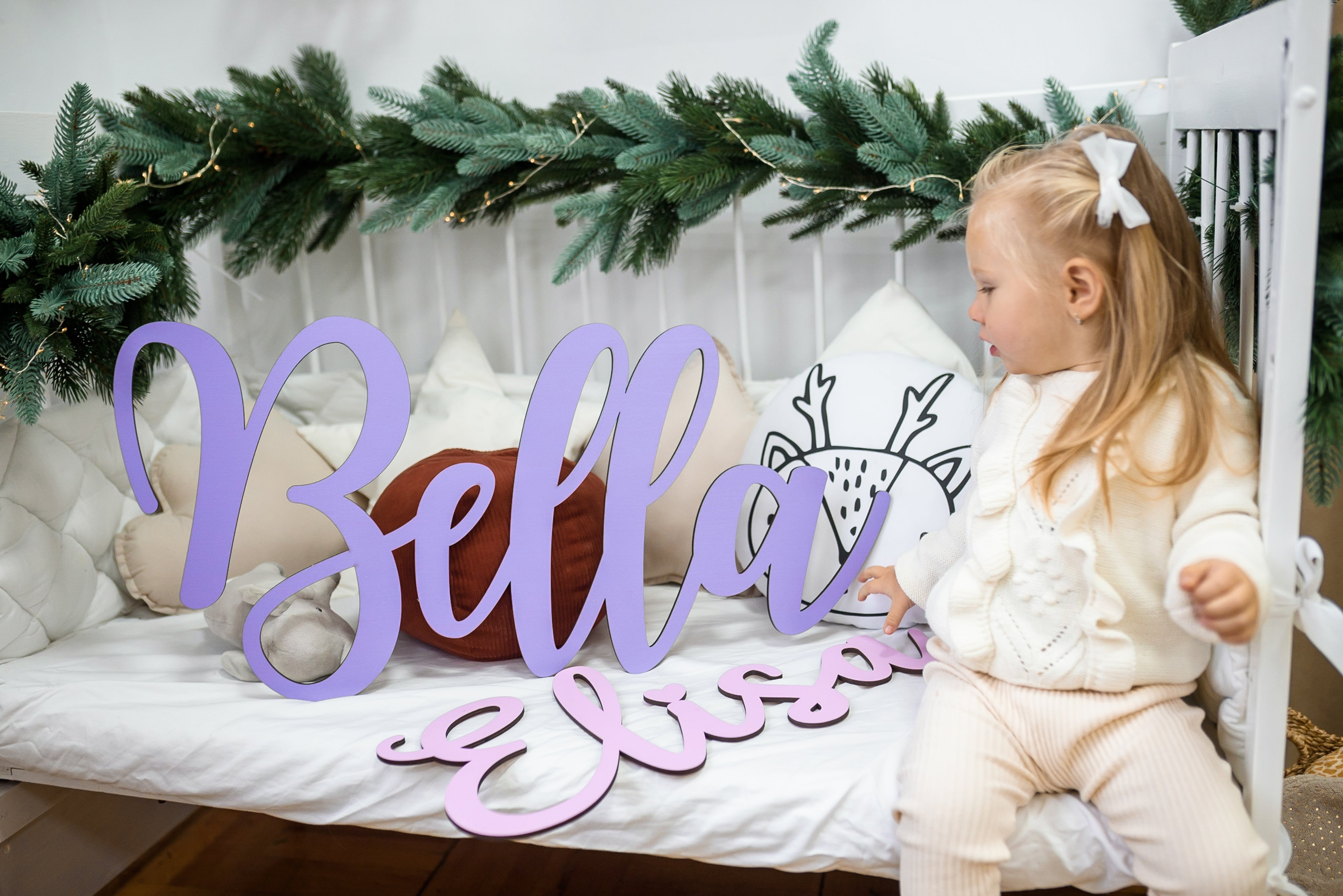 Wooden Baby Name Sign for Nursery Wall, Customized Name Sign