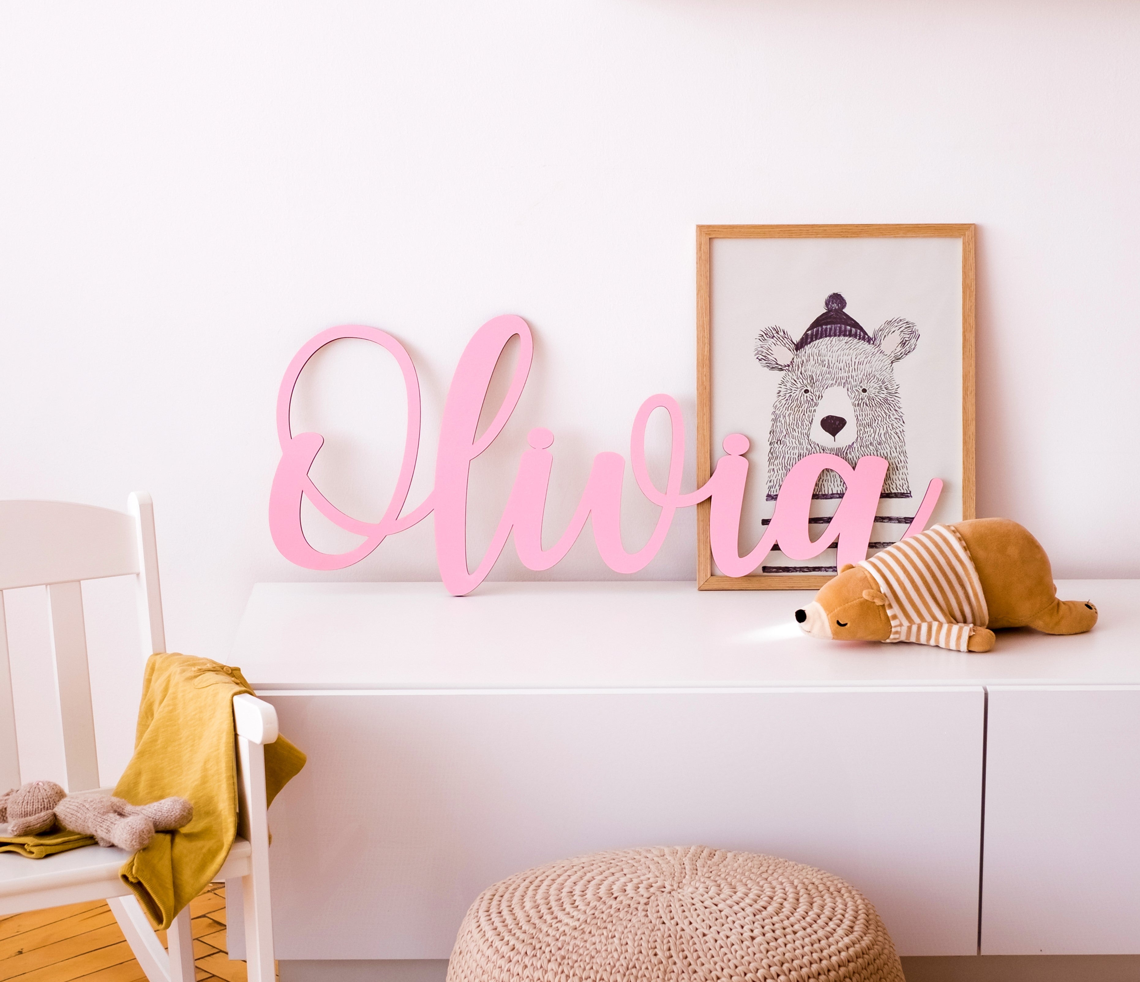 Wooden Baby Name Sign for Nursery Wall, Customized Name Sign