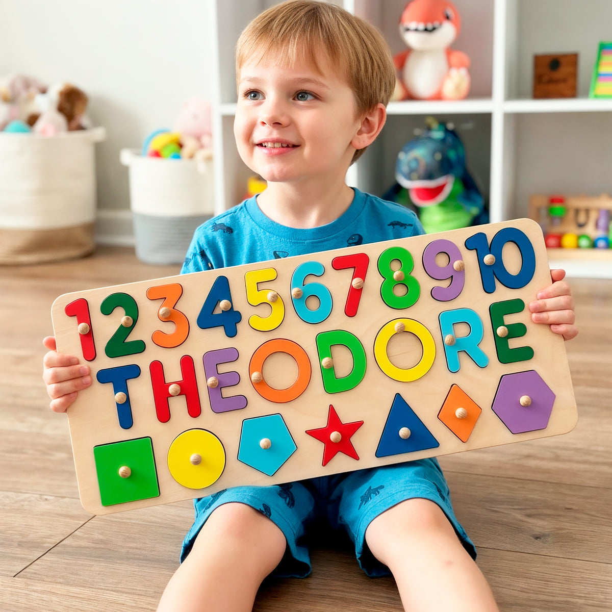 Educational Puzzle with Shapes and Numbers For Toddlers