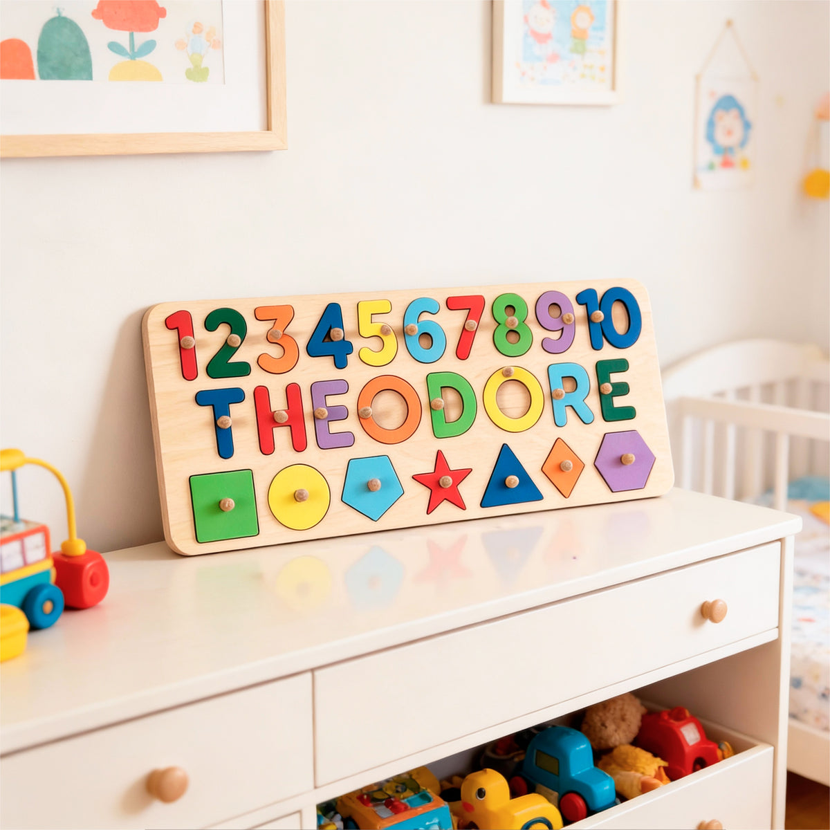 Educational Puzzle with Shapes and Numbers For Toddlers