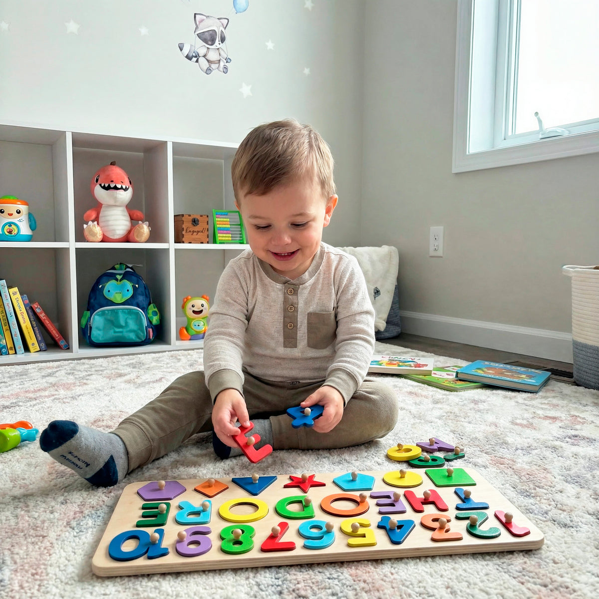Educational Puzzle with Shapes and Numbers For Toddlers
