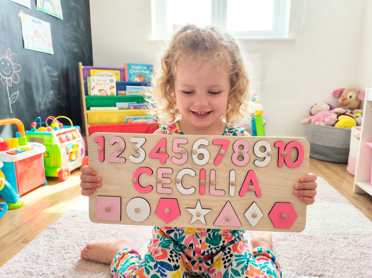 Educational Puzzle with Shapes and Numbers For Toddlers