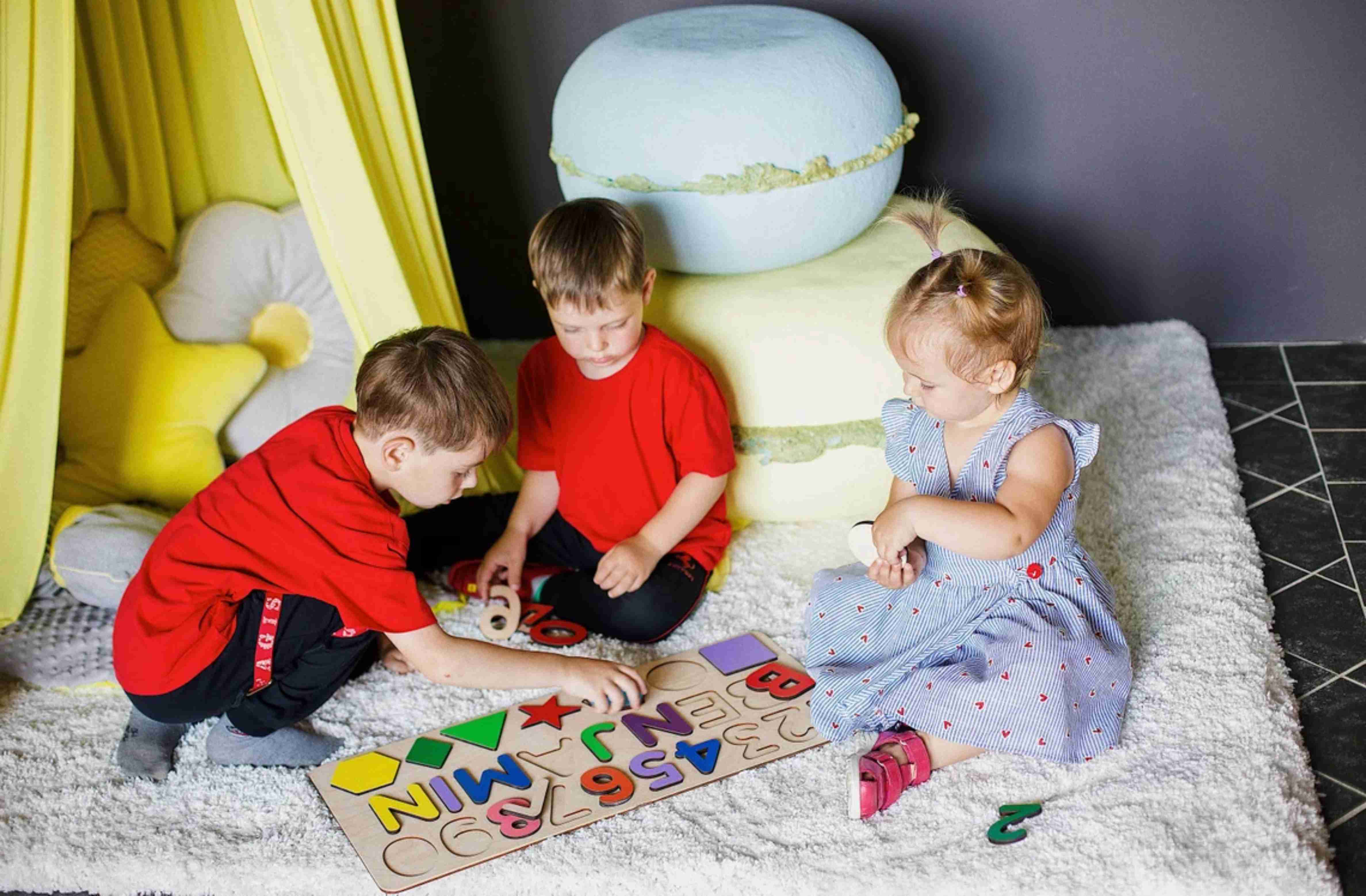 Educational Puzzle with Shapes and Numbers For Toddlers