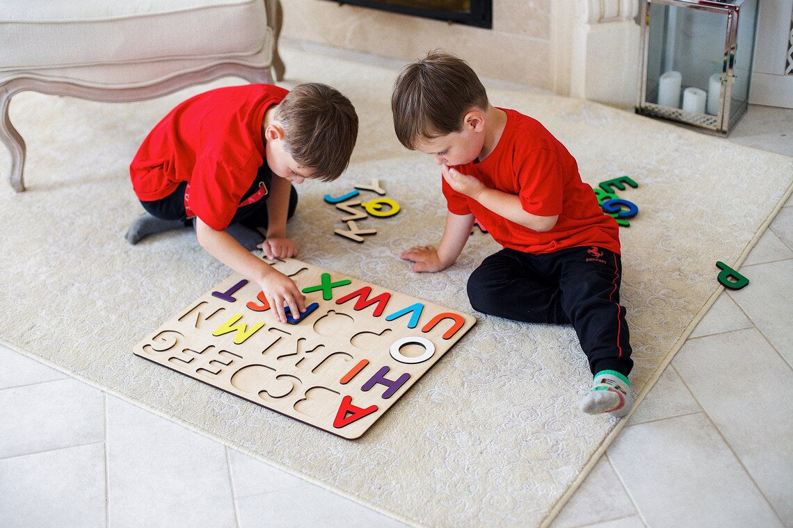 Wooden Alphabet Puzzle, Preschool Educational Toy