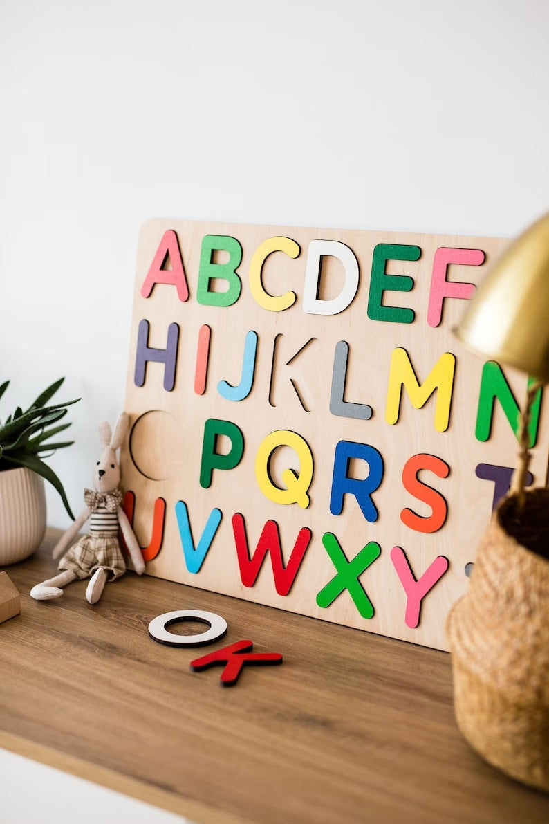 Wooden Alphabet Puzzle, Preschool Educational Toy