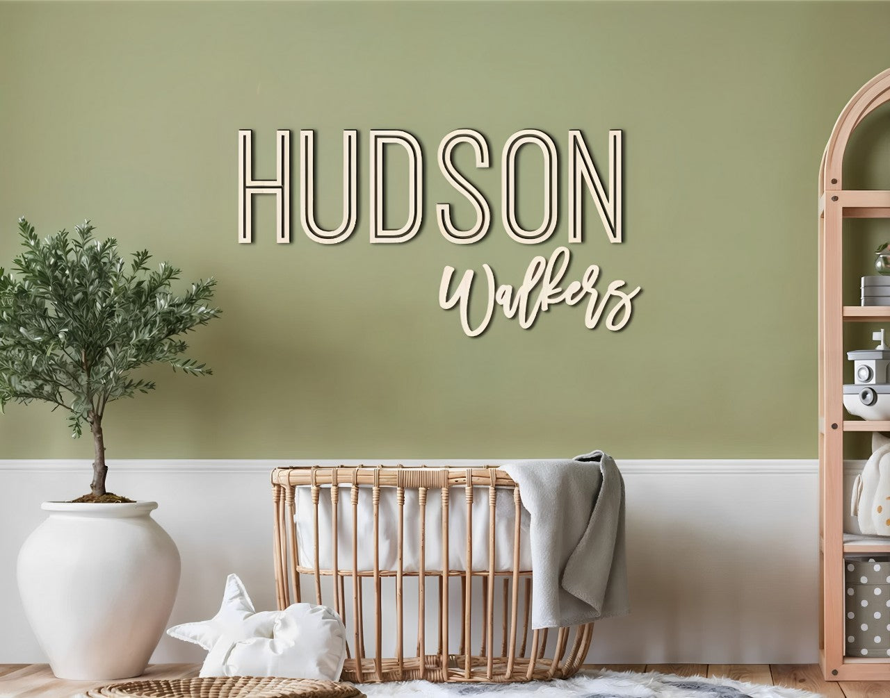 First & Middle Wooden Name Sign
