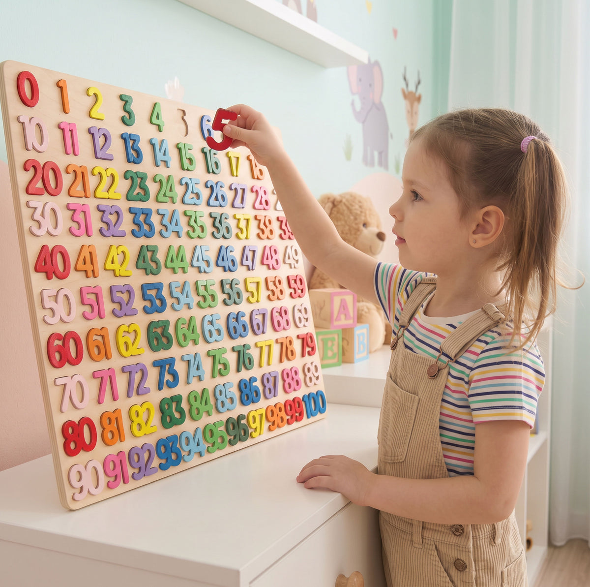 Wooden 0–100 Number Puzzle for Kids, Educational Math Puzzle