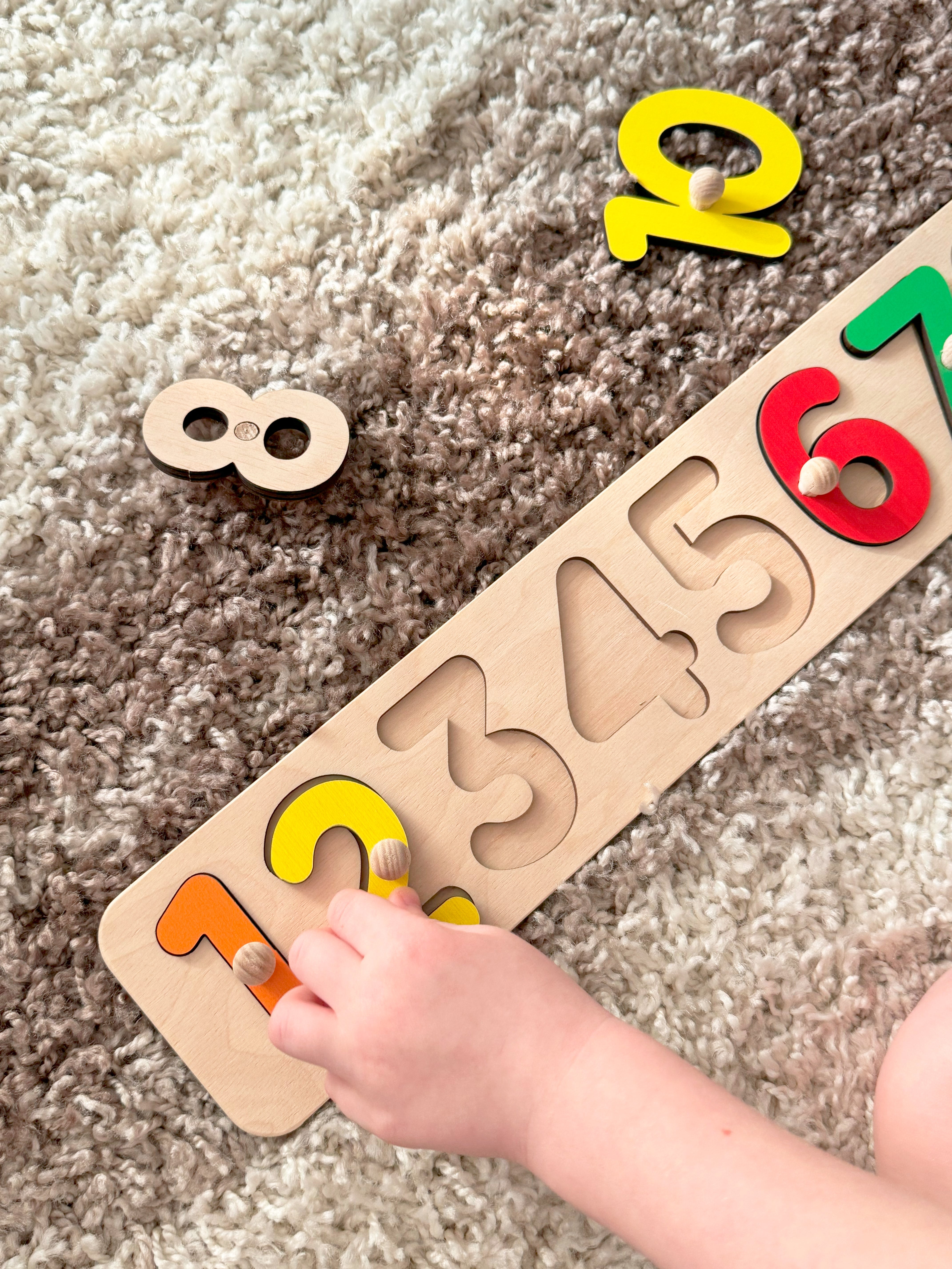Wooden Number Puzzle for Kids, 1 to 10 Counting Board, Montessori Toy, Preschool Puzzle