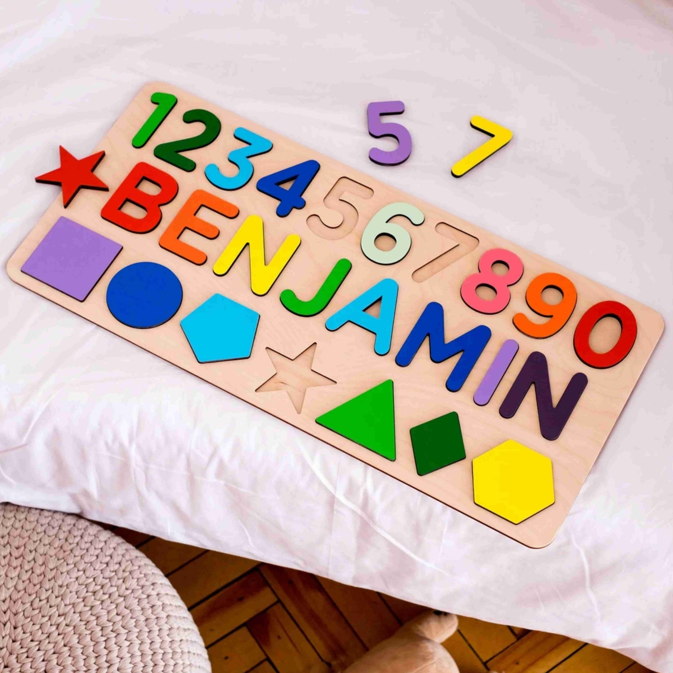 Educational Puzzle with Shapes and Numbers For Toddlers