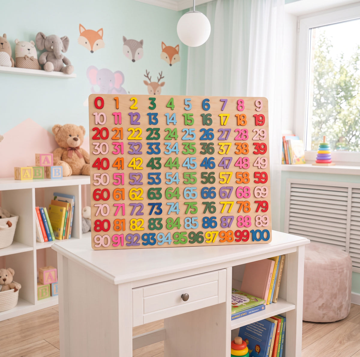 Wooden 0–100 Number Puzzle for Kids, Educational Math Puzzle