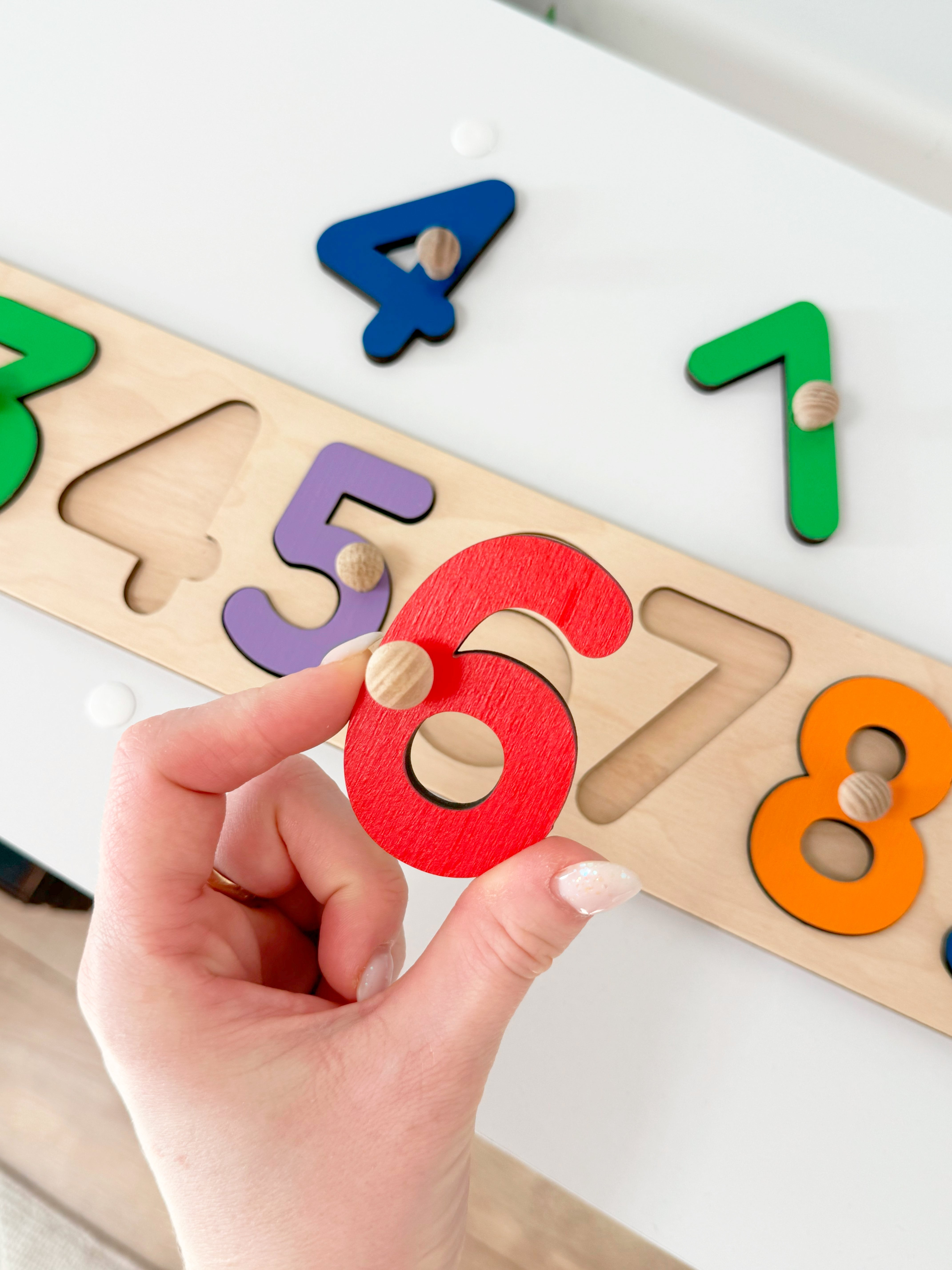 Wooden Number Puzzle for Kids, 1 to 10 Counting Board, Montessori Toy, Preschool Puzzle