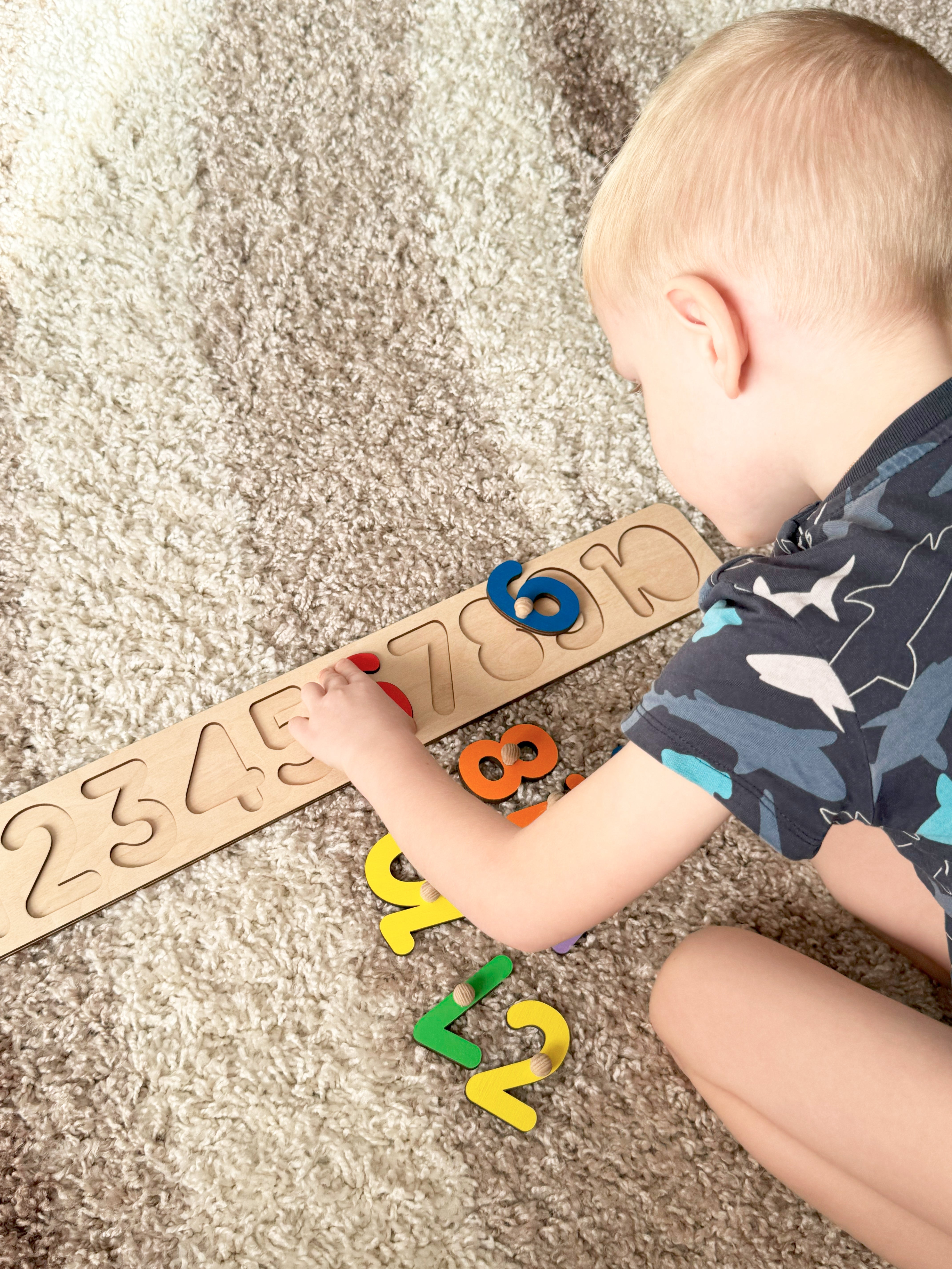 Wooden Number Puzzle for Kids, 1 to 10 Counting Board, Montessori Toy, Preschool Puzzle