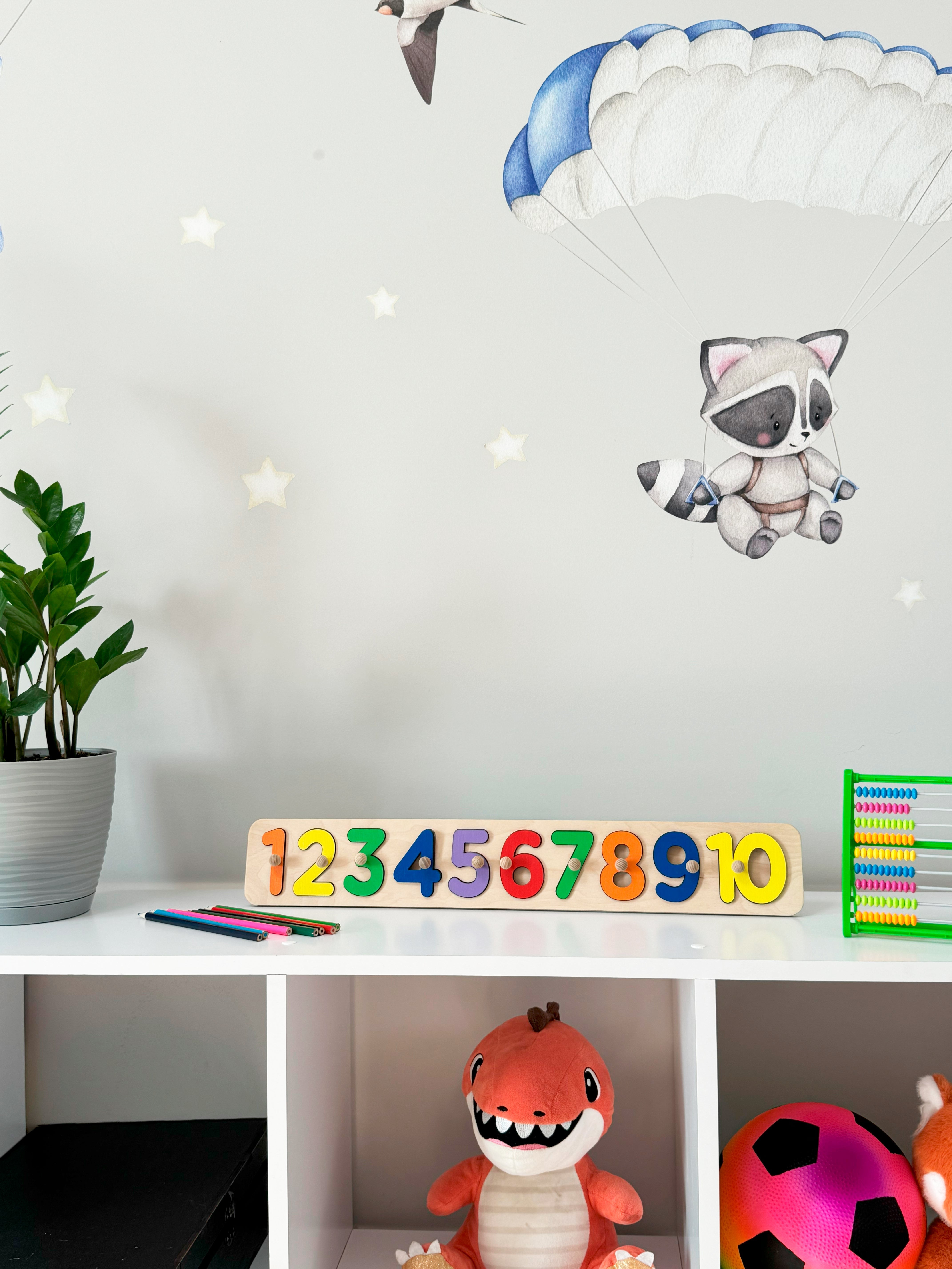 Wooden Number Puzzle for Kids, 1 to 10 Counting Board, Montessori Toy, Preschool Puzzle