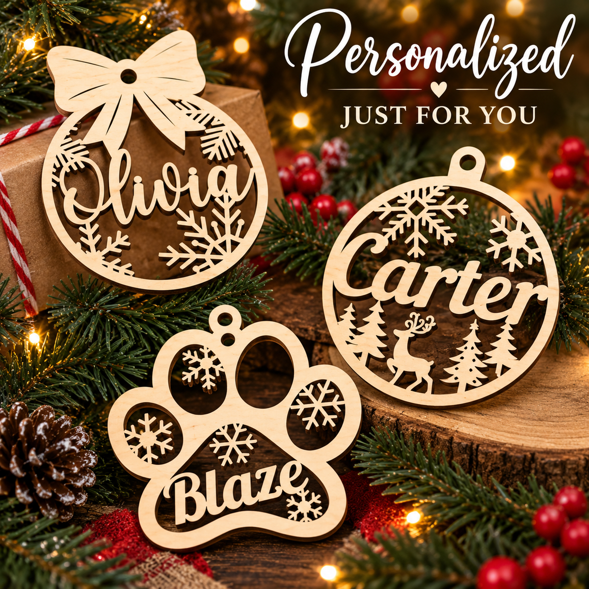 Personalized Wooden Christmas Ornaments