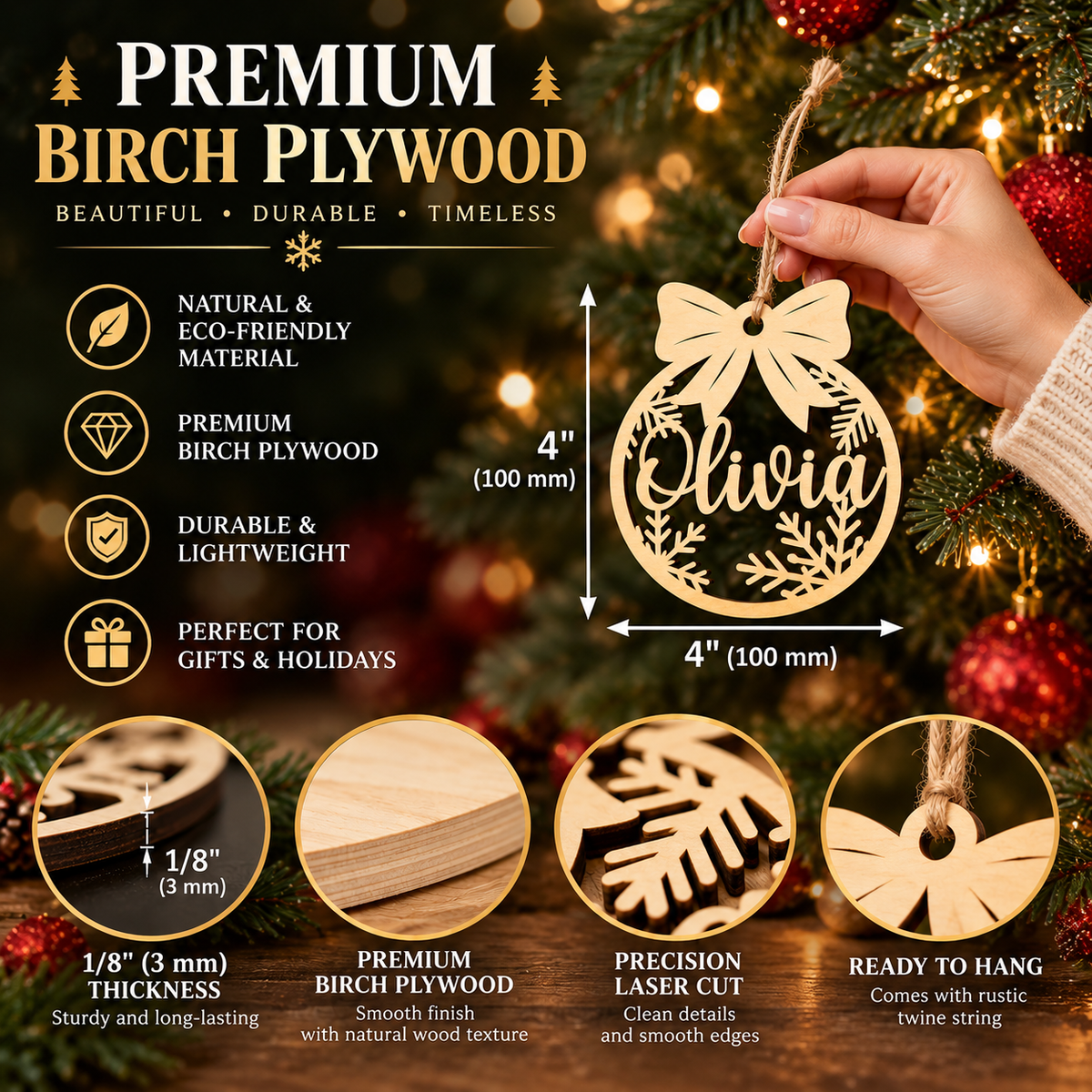Personalized Wooden Christmas Ornaments