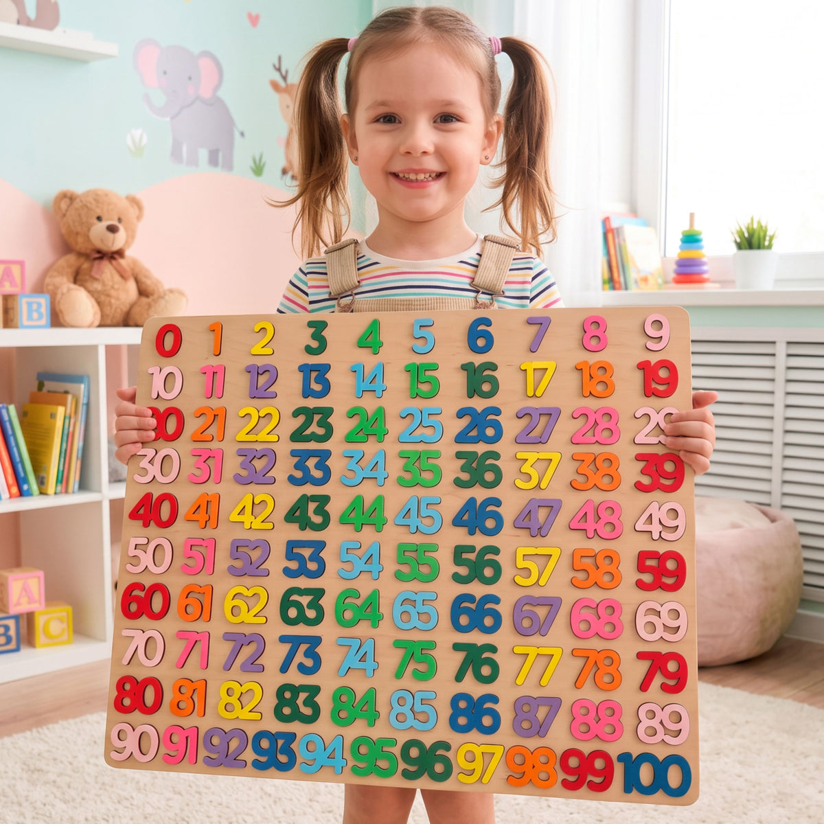 Wooden 0–100 Number Puzzle for Kids, Educational Math Puzzle