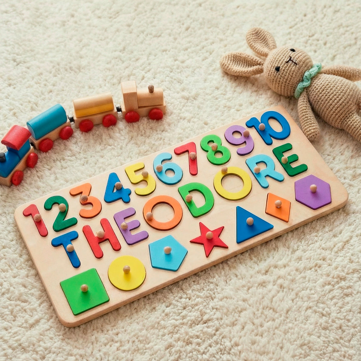 Educational Puzzle with Shapes and Numbers For Toddlers