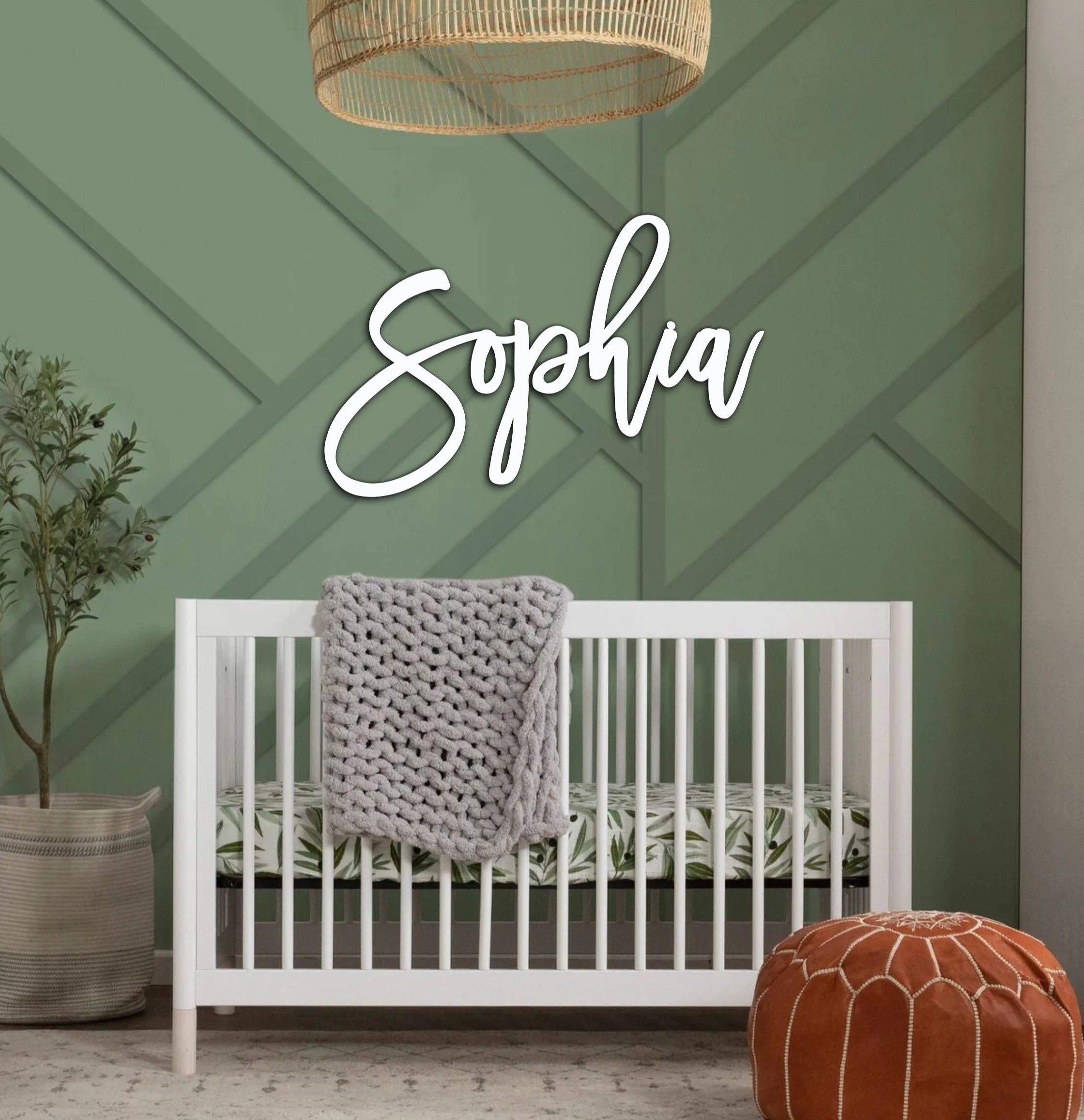 Wooden Baby Name Sign for Nursery Wall, Customized Name Sign