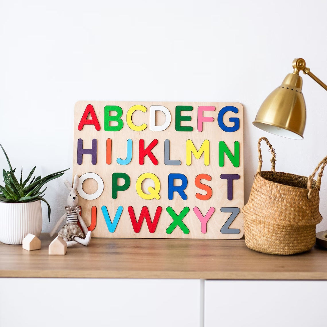 Wooden Alphabet Puzzle, Preschool Educational Toy