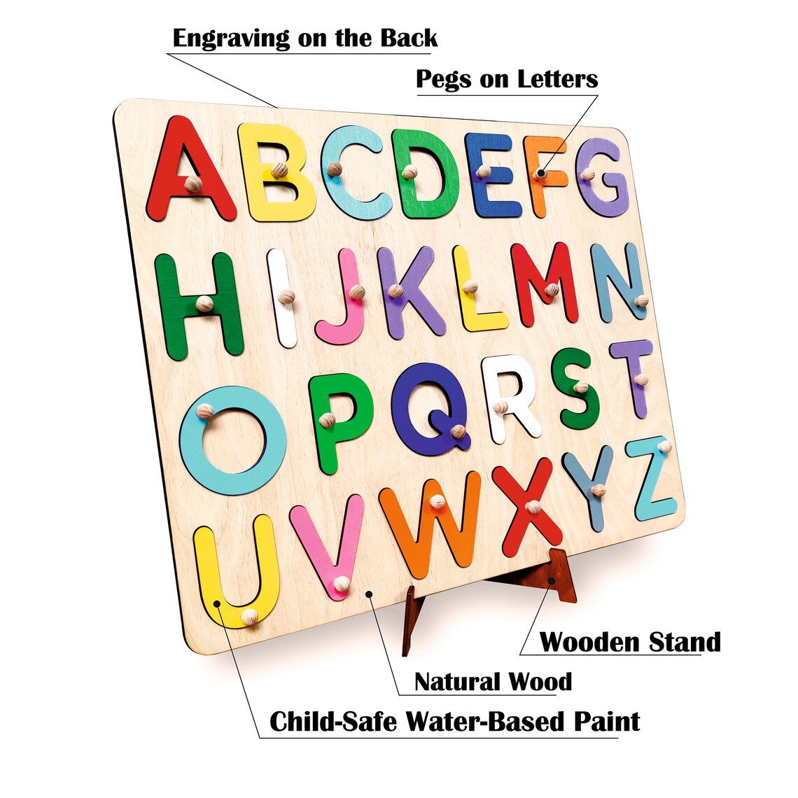 Wooden Alphabet Puzzle, Preschool Educational Toy